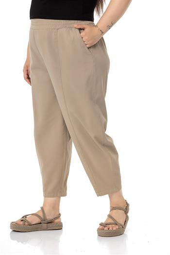 Plus Size Half Shalwar Mink Trousers with Elastic Waist