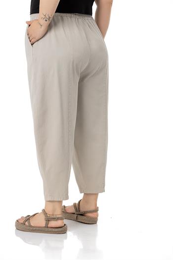 Plus Size Half Shalwar Stone Trousers with Elastic Waist