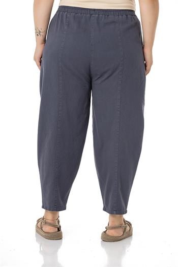 Plus Size Half Shalwar Anthracite Trousers with Elastic Waist