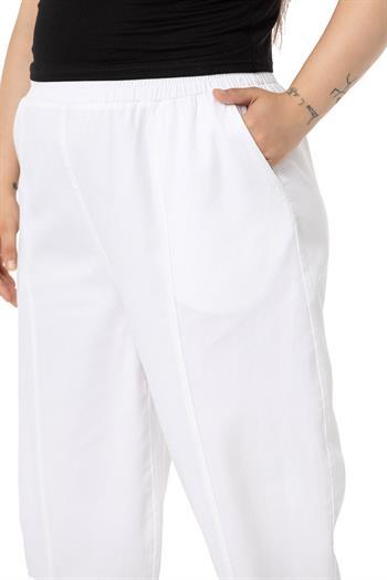 Plus Size Half Shalwar White Trousers with Elastic Waist