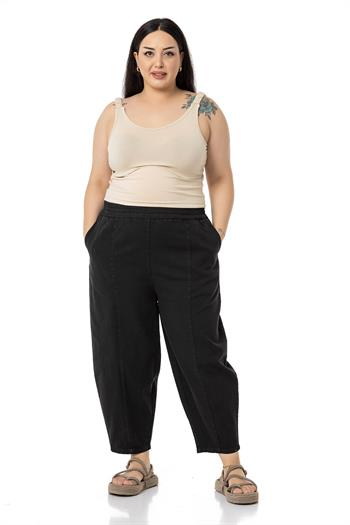 Plus Size Half Shalwar Black Trousers with Elastic Waist