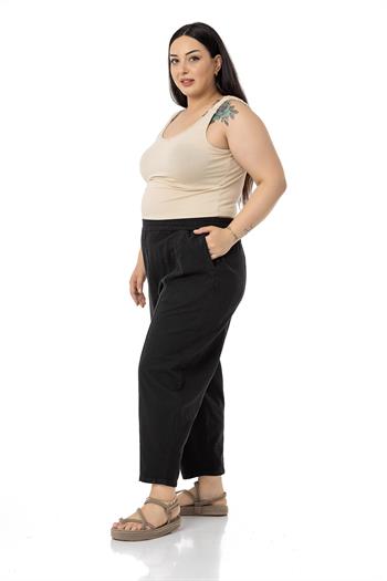 Plus Size Half Shalwar Black Trousers with Elastic Waist
