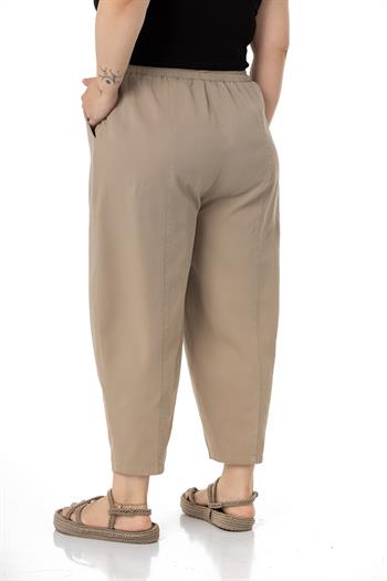 Plus Size Half Shalwar Mink Trousers with Elastic Waist