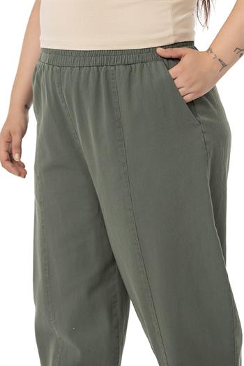 Plus Size Half Shalwar Khaki Trousers with Elastic Waist