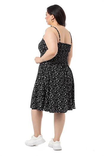 Büyük Beden Ayarlanabilir İnce Askılı Bluz Etek Siyah İkili Takım