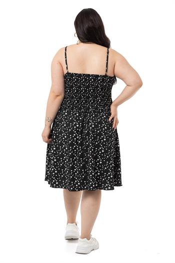 Büyük Beden Ayarlanabilir İnce Askılı Bluz Etek Siyah İkili Takım