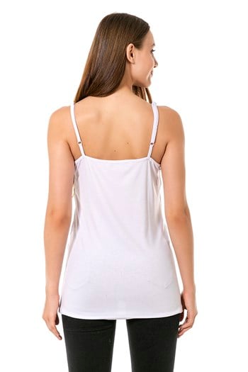 Yakası Dantelli Askıları Ayarlanabilir Beyaz Kadın Body