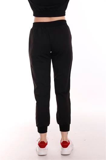 Beli Lastikli Önden Cepli Siyah Eşofman Altı