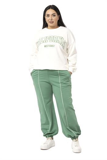 Büyük Beden İki İplik Mint Yeşili Eşofman Takımı