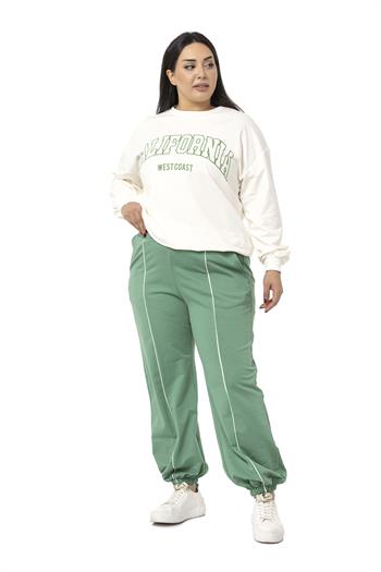 Büyük Beden İki İplik Mint Yeşili Eşofman Takımı