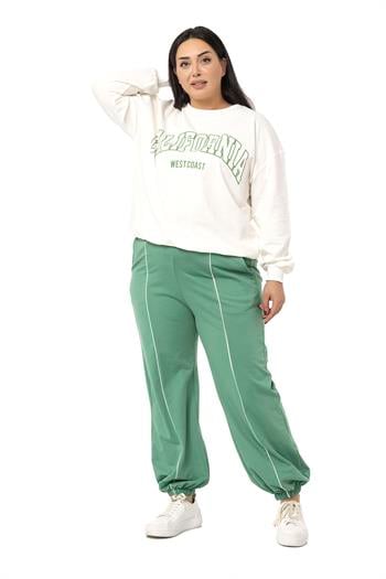 Büyük Beden İki İplik Mint Yeşili Eşofman Takımı