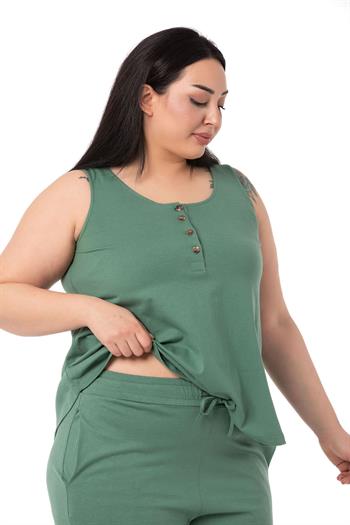 Büyük Beden Penye Mint Yeşili Eşofman Takımı