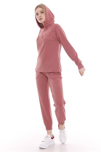 Kapüşonlu Uzun Kollu Önden Cepli Eşofman Takımı