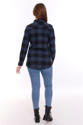 Oduncu Önden İki Cepli Dokuma Lacivert Gömlek