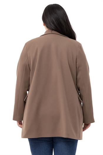 Büyük Beden Cep Detaylı Astarlı Kısa Vizon Kaban