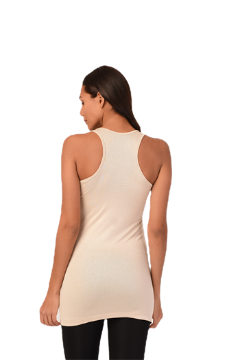 Kalın Askılı Rambo Viskon Bej Uzun Body