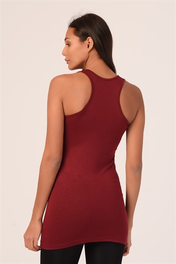 Kalın Askılı Rambo Viskon Bordo Uzun Body