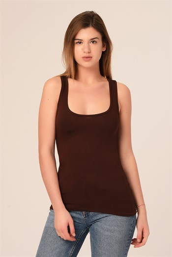 Kalın Askılı Rambo Viskon Kahverengi Body