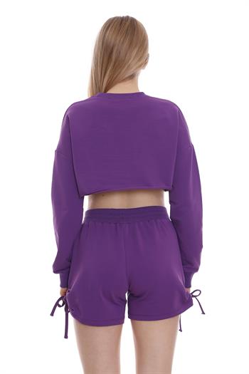 Yanları Bağcık Detaylı Crop Şort Takım