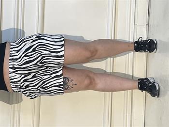 Plus Size Satin White Black Zebra Patterned Shorts with Elastic Waist and Side Pockets