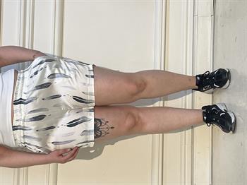 Plus Size Satin White Gray Shorts with Elastic Waist and Side Pockets