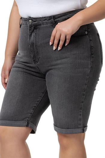 Plus Size Fold Folded Five Pocket Denim Anthracite Shorts