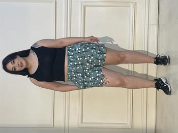 Plus Size Green Cherry Patterned Shorts with Double Side Pockets