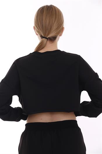 Crop Siyah Sweatshirt