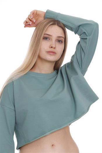 Crop Su Yeşili Sweatshirt
