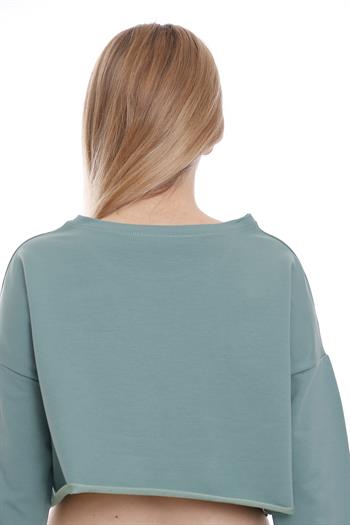 Crop Su Yeşili Sweatshirt