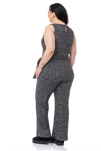 Büyük Beden Tulum Hırka Triko Siyah İkili Takım