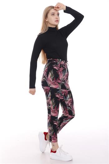 Beli Lastikli Kuşak Bağlamalı Cepli Havuç Model Siyah Pantolon 