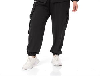 Büyük Beden Beli Ve Paçası Lastikli Kargo Cepli D Toka Bağlama Detaylı Yandan Cepli Rahat Kesim Pantolon