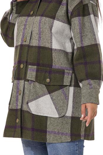 Büyük Beden Cep Süslemeli Oversize Oduncu Model Yeşil Gömlek