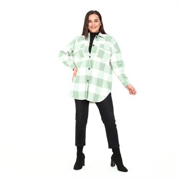 Büyük Beden Çift Cepli Oduncu Model Yeşil Gömlek