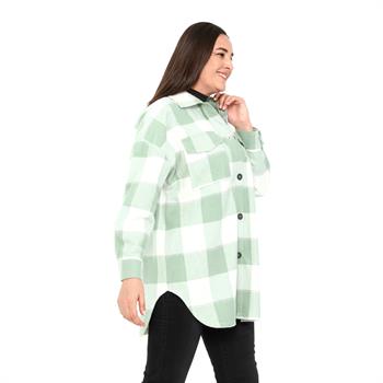 Büyük Beden Çift Cepli Oduncu Model Yeşil Gömlek
