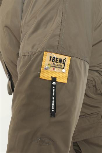 Büyük Beden Geniş Cepli Kapüşonlu Beli Tünelli Astarlı  Düğmeli Bej Trençkot 
