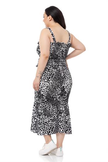 Büyük Beden Gipeli Askılı Body ve Gipeli Balık Etek Siyah İkili Takım