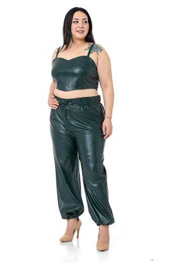 Plus Size Adjustable Thin Strap Crop Leather Khaki Bustier