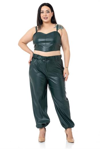 Plus Size Adjustable Thin Strap Crop Leather Khaki Bustier