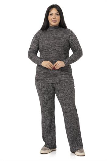 Büyük Beden Yarım Balıkçı Uzun Kollu Triko Siyah Body