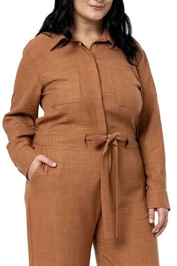 Büyük Beden Beli Tünelli ve Arkadan Lastikli Geniş Paça Tarçın Tulum