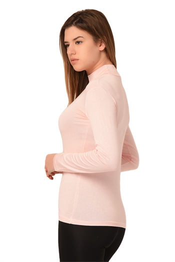 Yarım Balıkçı Uzun Kollu Viskon Pembe Body
