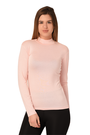 Yarım Balıkçı Uzun Kollu Viskon Pembe Body