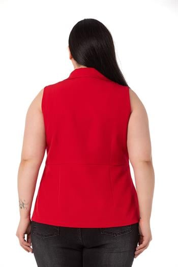 Plus Size Coated Buttoned Skirt Pleated Short Back White Vest