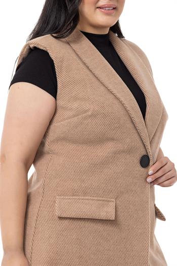 Plus Size Padded Herringbone Pattern Mink Vest