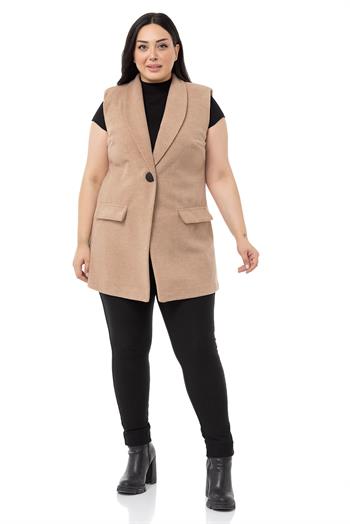 Plus Size Padded Herringbone Pattern Mink Vest