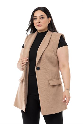 Plus Size Padded Herringbone Pattern Mink Vest