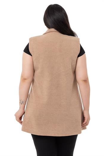 Plus Size Padded Herringbone Pattern Mink Vest