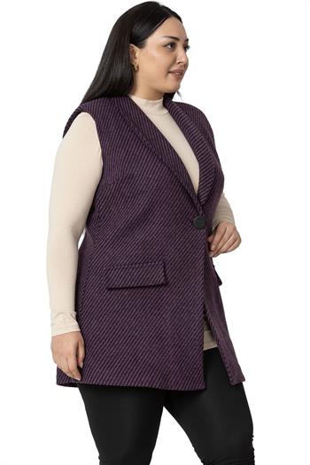 Plus Size Plum Vest with Padding and Fake Pockets